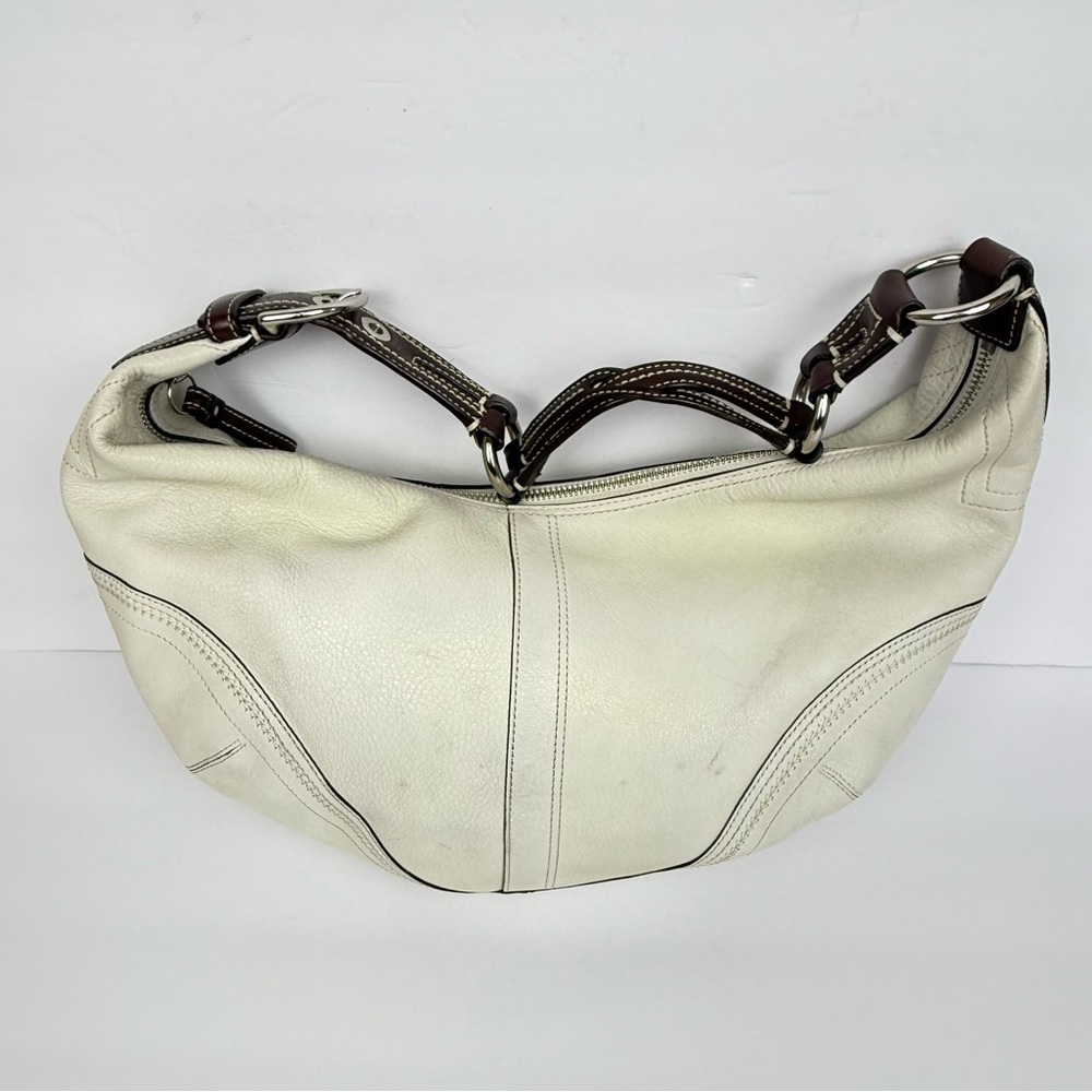 Coach Y2K Shoulder Bag White with Brown Handle - Picture 4 of 7